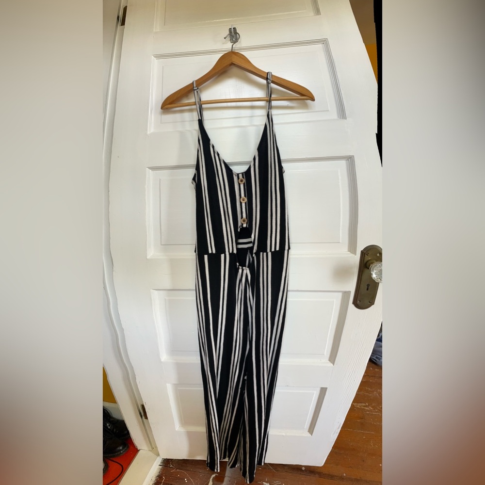 Black and White Striped Jumpsuit